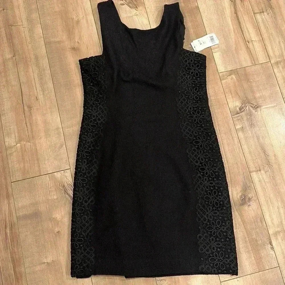 NWT Banana Republic Wool Blend Petite Black Lace-Side Sheath Dress Sz 8 Petite - Picture 4 of 13
